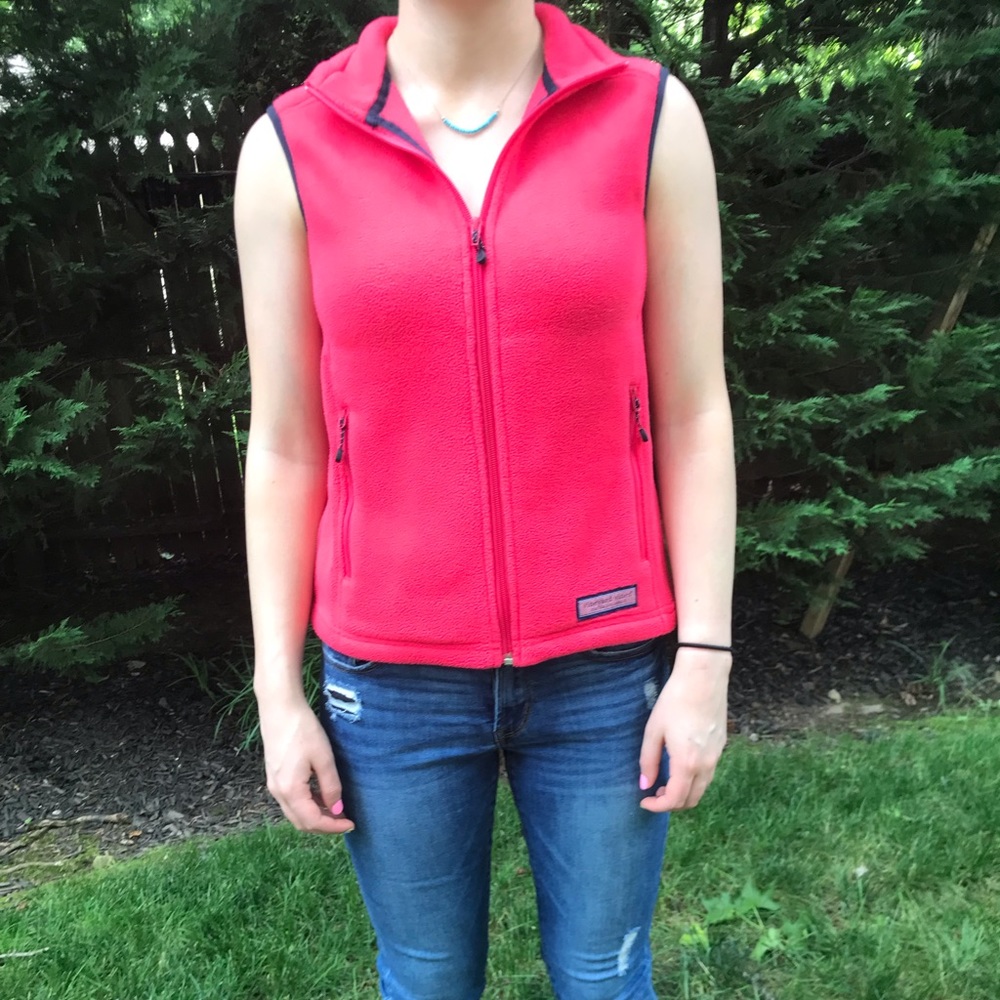 Hot Pink Vineyard Vines zip up vest